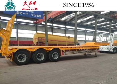 50 Tons 13m To 16m Semi Low Bed Trailer For Equipment Rental In Yellow