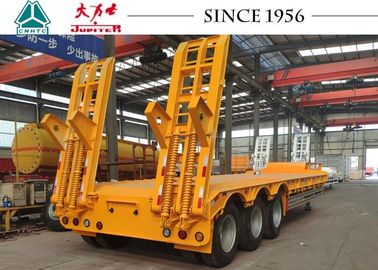 50 Tons 13m To 16m Semi Low Bed Trailer For Equipment Rental In Yellow